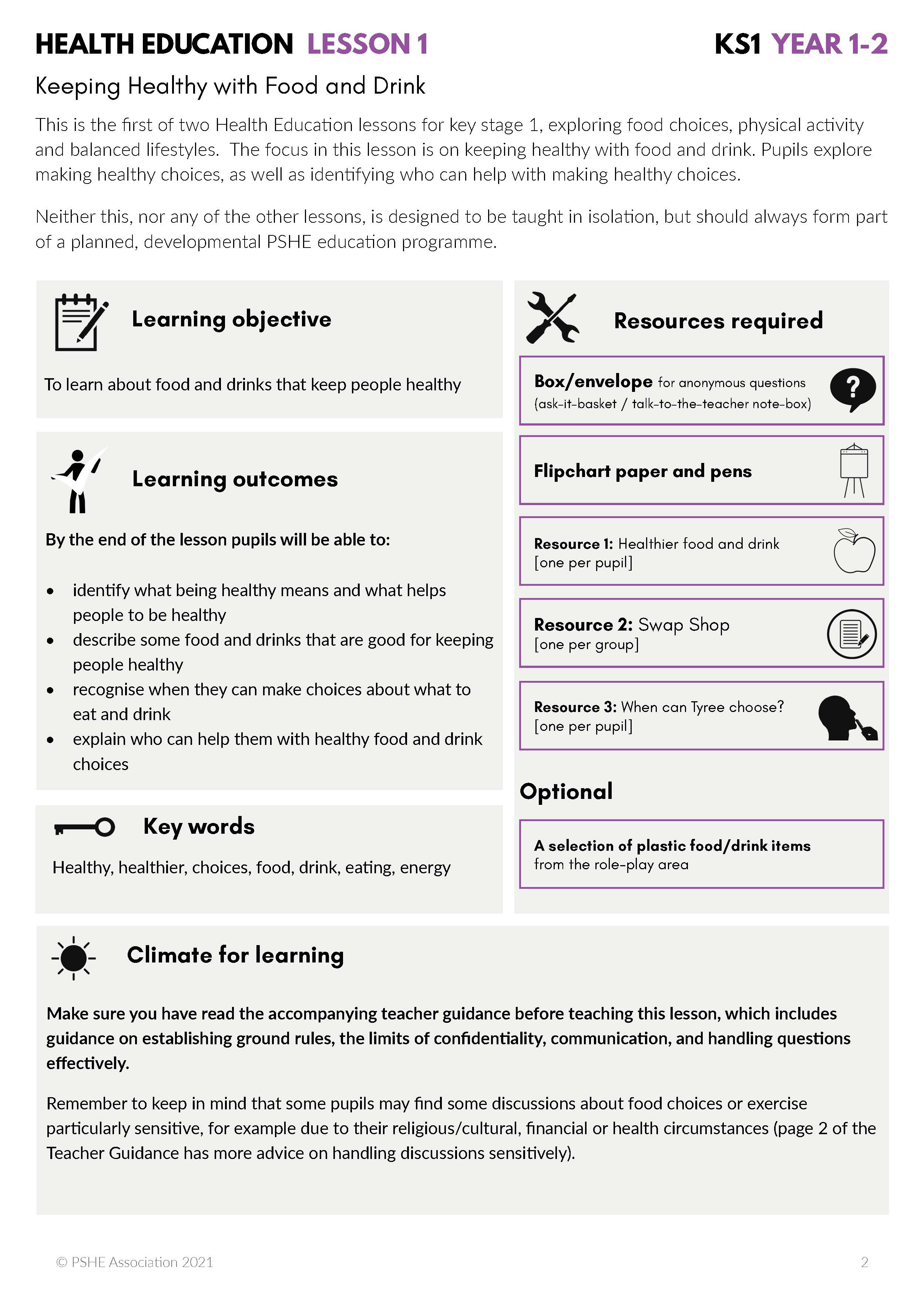 health education scheme of work for primary one